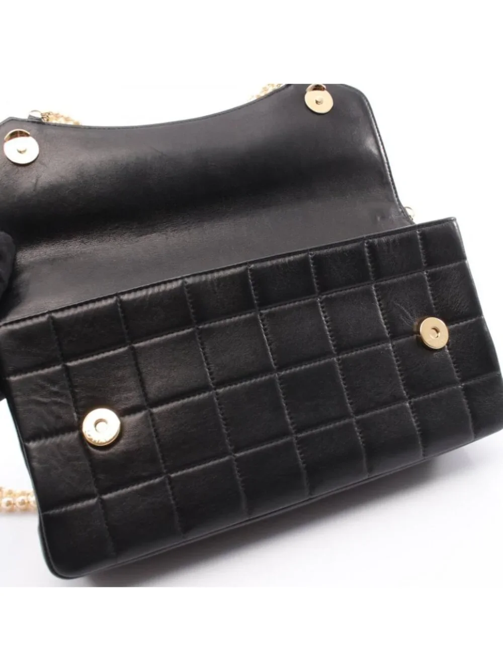Chanel Shoulder Bag Choco Bar Pearl Chain Black Lambskin